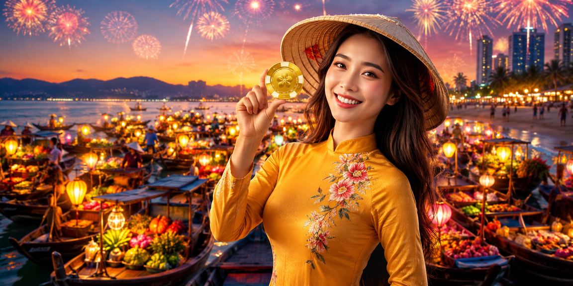 Người chơi tại bãi biển Đà Nẵng dùng điện thoại kiểm tra giao dịch và số dư tài khoản giải trí