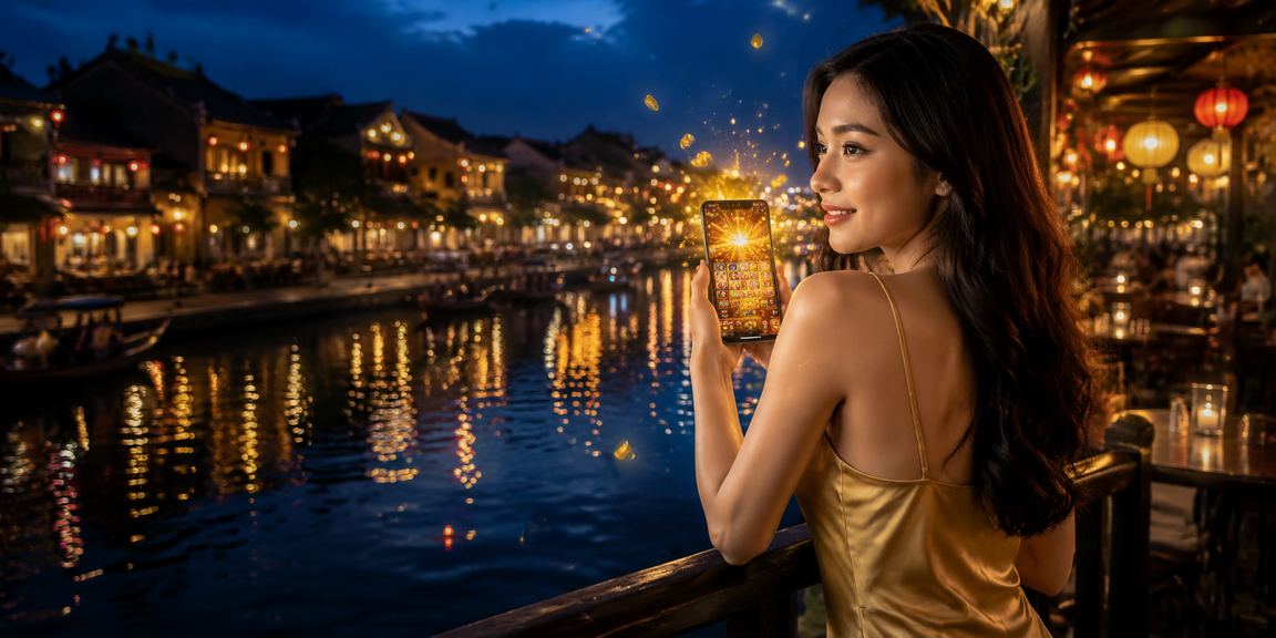Người dùng tại Hội An cài app slot game xsmb247 bên tách cà phê sáng